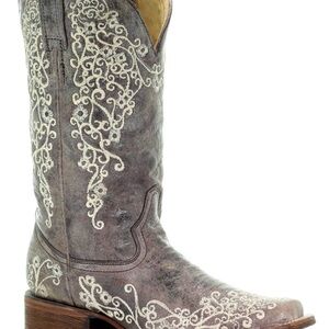 CORRAL WOMEN'S BROWN CRATER EMBROIDERED WESTERN BOOTS - SQUARE TOE